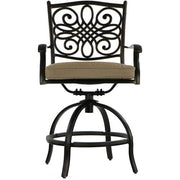 Hanover - 5pc High Fire Pit Set: 4 Swivel Chairs, 48" Round Cast Top Fire Pit Table - Alumicast/Tan-United Backyard