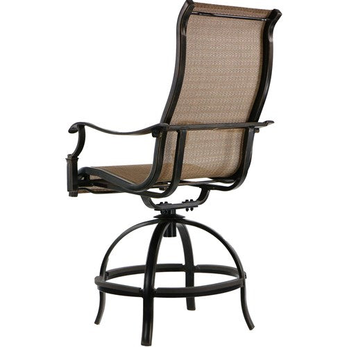 Hanover - 5pc High Fire Pit Set: 4 Swivel Sling Chairs, 48" Round Cast Top Fire Pit Table - Alumicast/Tan-United Backyard