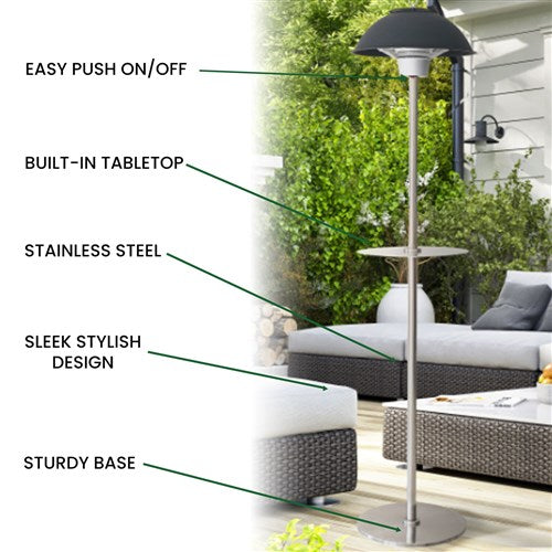 Hanover - 6.8' Electric Infrared Carbon Stand Lamp with Two Heat Levels - Black/Silver-United Backyard