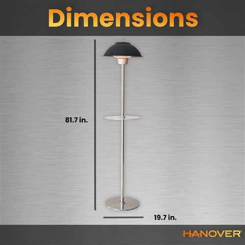 Hanover - 6.8' Electric Infrared Carbon Stand Lamp with Two Heat Levels - Black/Silver-United Backyard