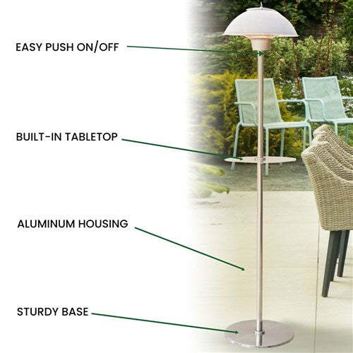 Hanover - 6.8' Electric Infrared Carbon Stand Lamp with Two Heat Levels - Silver-United Backyard