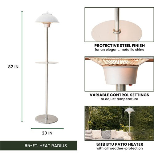 Hanover - 6.8' Electric Infrared Carbon Stand Lamp with Two Heat Levels - Silver-United Backyard