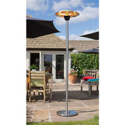 Hanover - 6.8' Electric Infrared Halogen Stand Lamp with Two Heat Levels - Silver-United Backyard