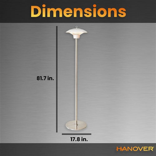 Hanover - 6.8' Electric Infrared Halogen Stand Lamp with Two Heat Levels - Silver-United Backyard