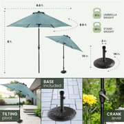 Hanover - 7pc Dining Set: 6 Chairs, 1 Table, 1 Umbrella, 1 Base - Gray/Ocean Blue-United Backyard