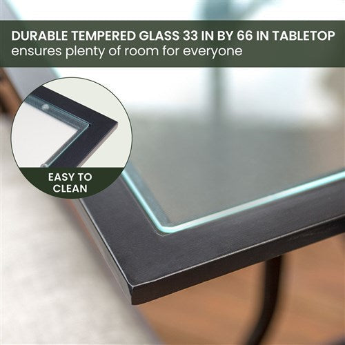 Hanover - 7pc Dining Set: 6 Stationary Chairs, 1 Dining Table - Gray/Ocean Blue-United Backyard