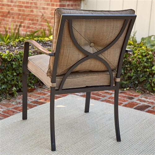 Hanover - 7pc Dining Set: 6 steel dining chairs w/cushions, 60x38" glass table - Steel/Tan-United Backyard