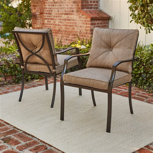 Hanover - 7pc Dining Set: 6 steel dining chairs w/cushions, 60x38" glass table - Steel/Tan-United Backyard