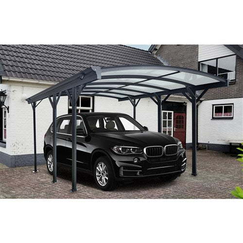 Hanover - Aluminum Arch-Roof Carport 19.3'x10' - Dark Gray-United Backyard