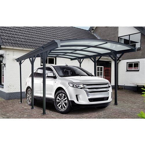 Hanover - Aluminum Arch-Roof Carport 19.3'x10' - Dark Gray-United Backyard