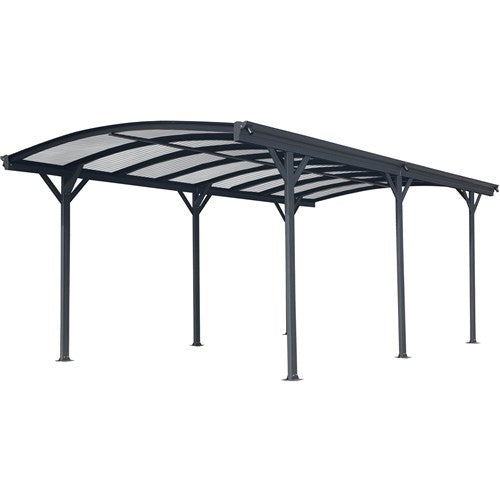 Hanover - Aluminum Arch-Roof Carport 19.3'x10' - Dark Gray-United Backyard