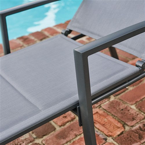 Hanover - Aluminum Padded Sling Chaise Lounge - Gray/Aluminium-United Backyard
