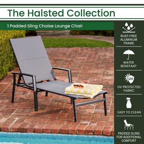 Hanover - Aluminum Padded Sling Chaise Lounge - Gray/Aluminium-United Backyard