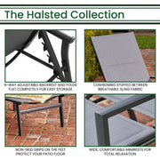 Hanover - Aluminum Padded Sling Chaise Lounge - Gray/Aluminium-United Backyard