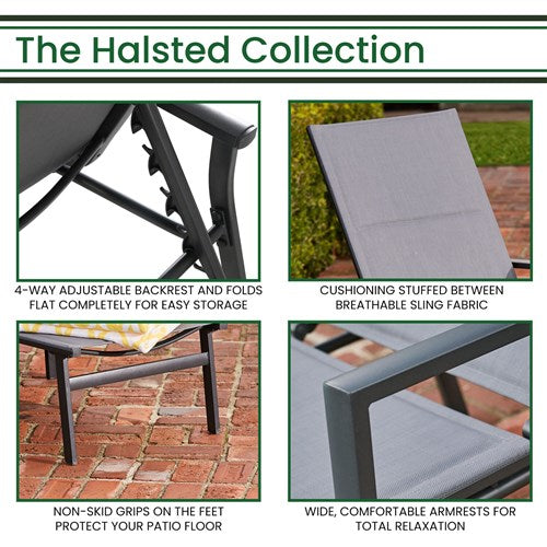 Hanover - Aluminum Padded Sling Chaise Lounge - Gray/Aluminium-United Backyard