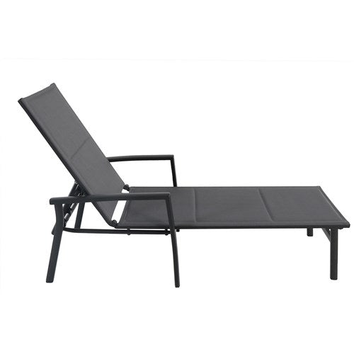 Hanover - Aluminum Padded Sling Chaise Lounge - Gray/Aluminium-United Backyard