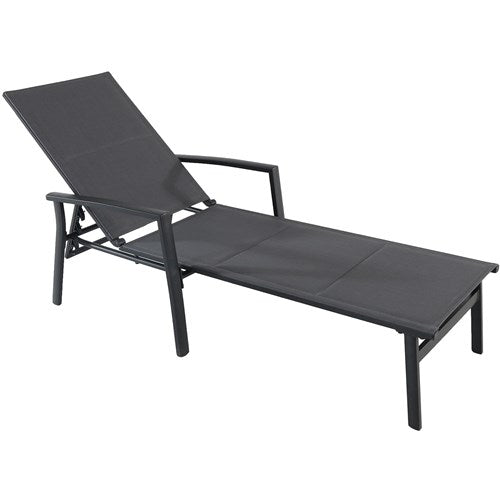 Hanover - Aluminum Padded Sling Chaise Lounge - Gray/Aluminium-United Backyard