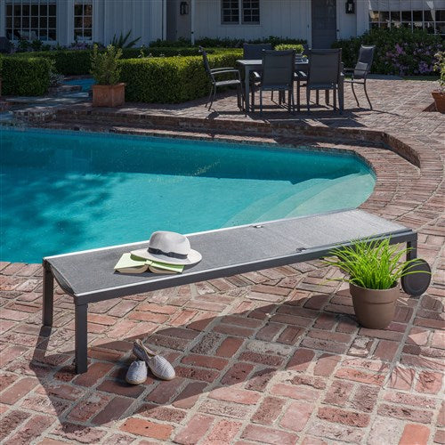 Hanover - Aluminum Sling Armless Chaise Lounge - Gray/Gray-United Backyard