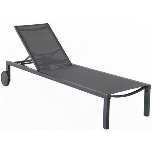 Hanover - Aluminum Sling Armless Chaise Lounge - Gray/Gray-United Backyard