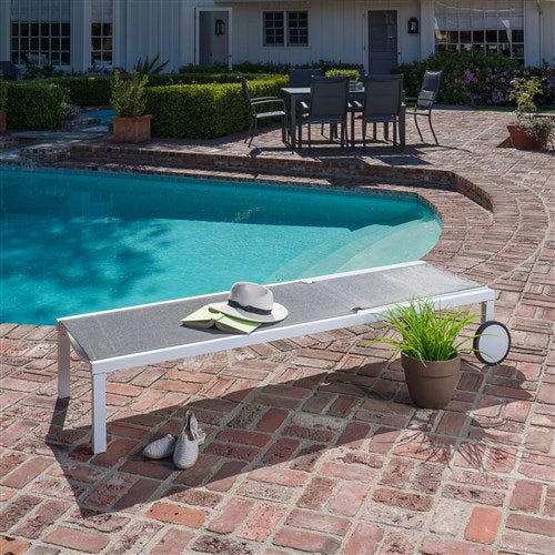 Hanover - Aluminum Sling Armless Chaise Lounge - White/Gray-United Backyard