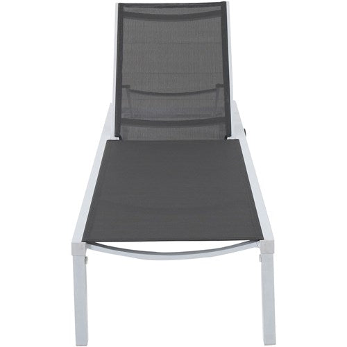 Hanover - Aluminum Sling Armless Chaise Lounge - White/Gray-United Backyard