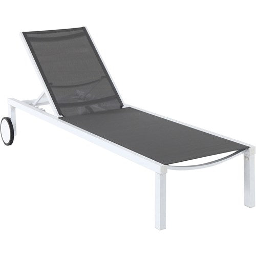 Hanover - Aluminum Sling Armless Chaise Lounge - White/Gray-United Backyard