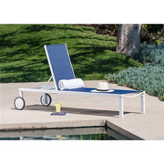 Hanover - Aluminum Sling Armless Chaise Lounge - White/Navy-United Backyard