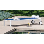 Hanover - Aluminum Sling Armless Chaise Lounge - White/Navy-United Backyard