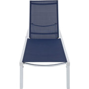 Hanover - Aluminum Sling Armless Chaise Lounge - White/Navy-United Backyard