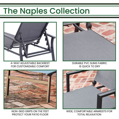 Hanover - Aluminum Sling Chaise Lounge - Gray/Aluminium-United Backyard