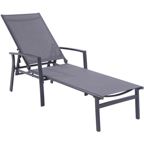 Hanover - Aluminum Sling Chaise Lounge - Gray/Aluminium-United Backyard