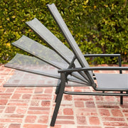 Hanover - Aluminum Sling Chaise Lounge - Gray/Aluminium-United Backyard