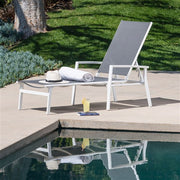 Hanover - Aluminum Sling Chaise Lounge - White/Gray-United Backyard