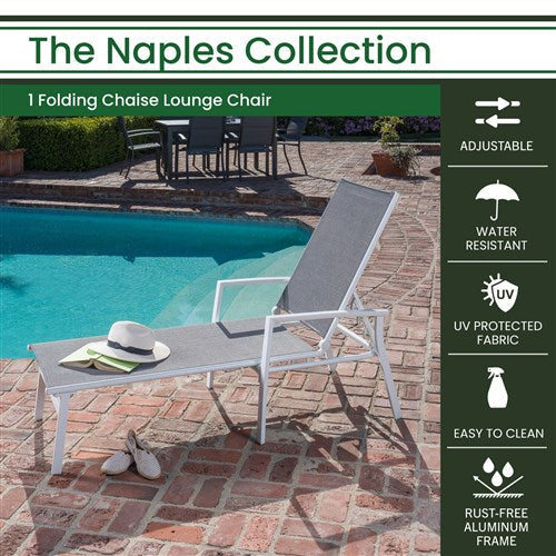 Hanover - Aluminum Sling Chaise Lounge - White/Gray-United Backyard