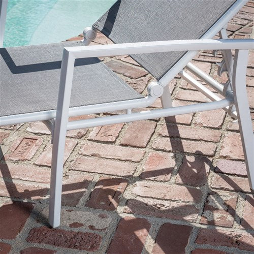Hanover - Aluminum Sling Chaise Lounge - White/Gray-United Backyard