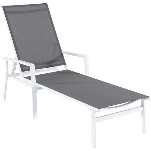 Hanover - Aluminum Sling Chaise Lounge - White/Gray-United Backyard