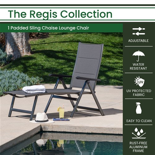 Hanover - Aluminum Sling Folding Chaise Lounge - Gray/Gray-United Backyard
