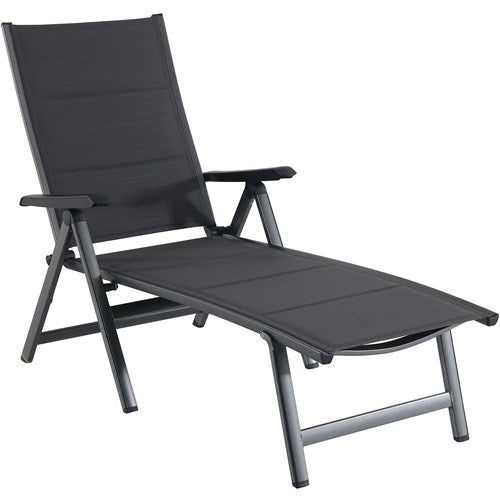 Hanover - Aluminum Sling Folding Chaise Lounge - Gray/Gray-United Backyard