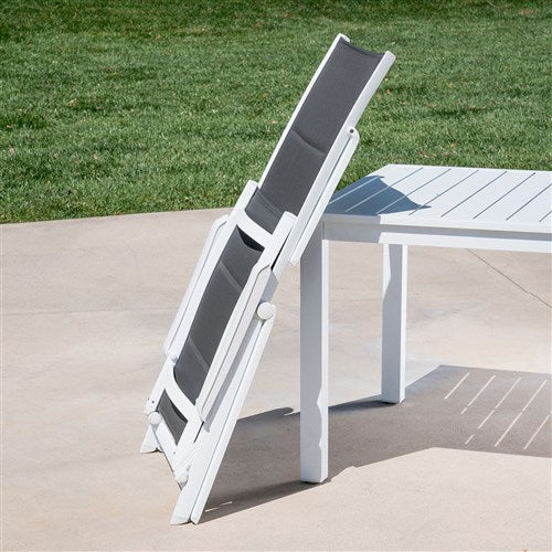 Hanover - Aluminum Sling Folding Chaise Lounge - White/Gray-United Backyard