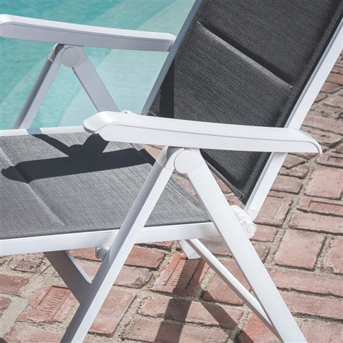 Hanover - Aluminum Sling Folding Chaise Lounge - White/Gray-United Backyard