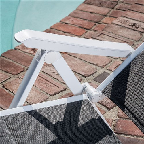 Hanover - Aluminum Sling Folding Chaise Lounge - White/Gray-United Backyard