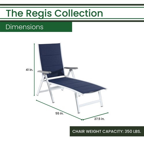 Hanover - Aluminum Sling Folding Chaise Lounge - White/Navy-United Backyard