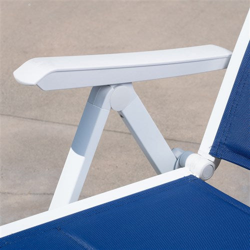 Hanover - Aluminum Sling Folding Chaise Lounge - White/Navy-United Backyard