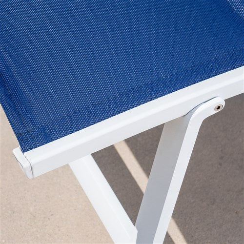 Hanover - Aluminum Sling Folding Chaise Lounge - White/Navy-United Backyard