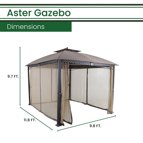 Hanover - Aster 9.7'x11.8' Aluminum and Steel Gazebo with Netting - Tan-United Backyard