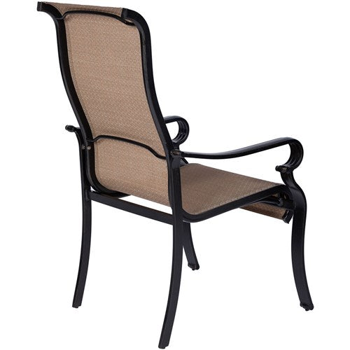 Hanover - Brigantine 5pc: 4 Sling Dining Chairs and 42" Square Cast Table - Tan/Bronze-United Backyard