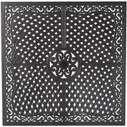 Hanover - Brigantine 5pc: 4 Sling Swivel Chairs, 42" Square Cast Table, Umbrella & Base - Tan/Bronze-United Backyard