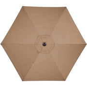 Hanover - Brigantine 5pc: 4 Sling Swivel Chairs, 42" Square Cast Table, Umbrella & Base - Tan/Bronze-United Backyard