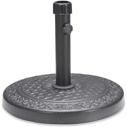 Hanover - Brigantine 5pc: 4 Sling Swivel Chairs, 42" Square Cast Table, Umbrella & Base - Tan/Bronze-United Backyard