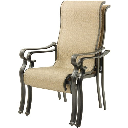 Hanover - Brigantine 9pc: 6 Sling Dining Chairs, 2 Sling Swivel Rockers, Expandable Cast Table - Cast/Tan-United Backyard